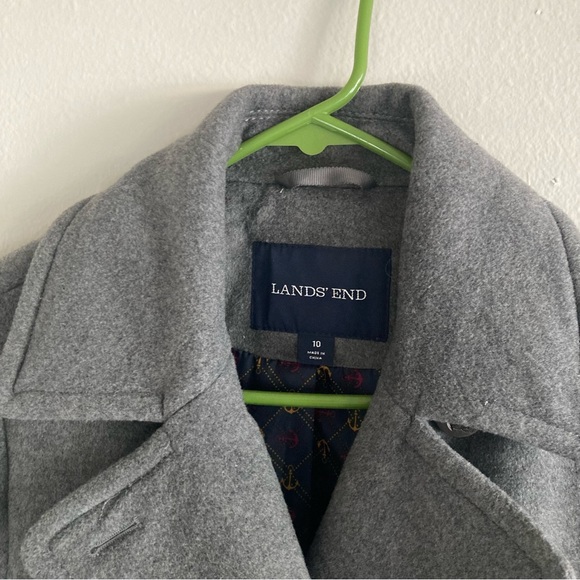Land’s End Grey Wool Pea Coat - Picture 5 of 9
